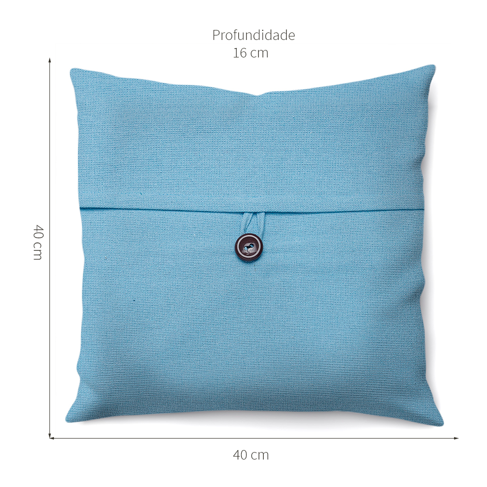 Almofada Solid Botão 40x40 Azul Claro