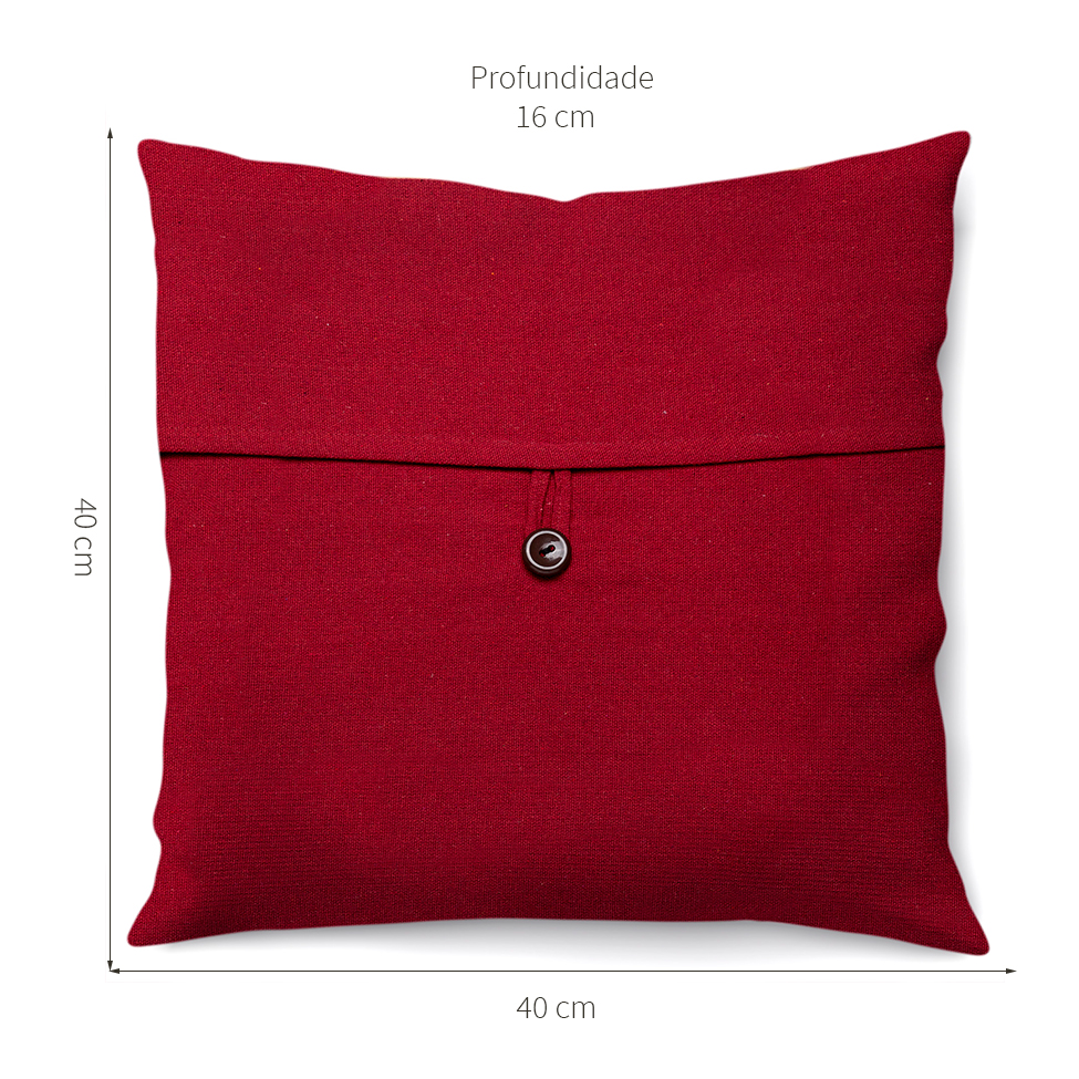 Almofada Solid Botão 40x40 Bordô