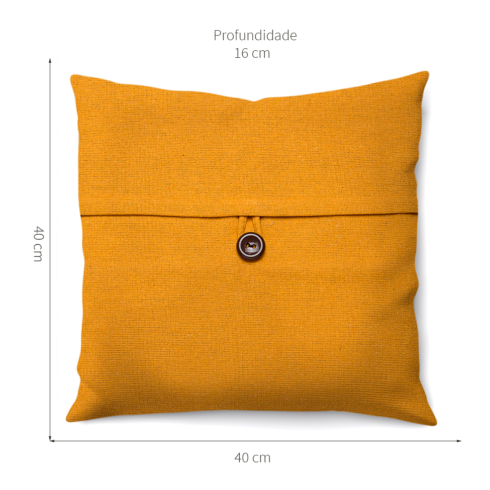 Almofada Solid Botão 40x40 Mostarda