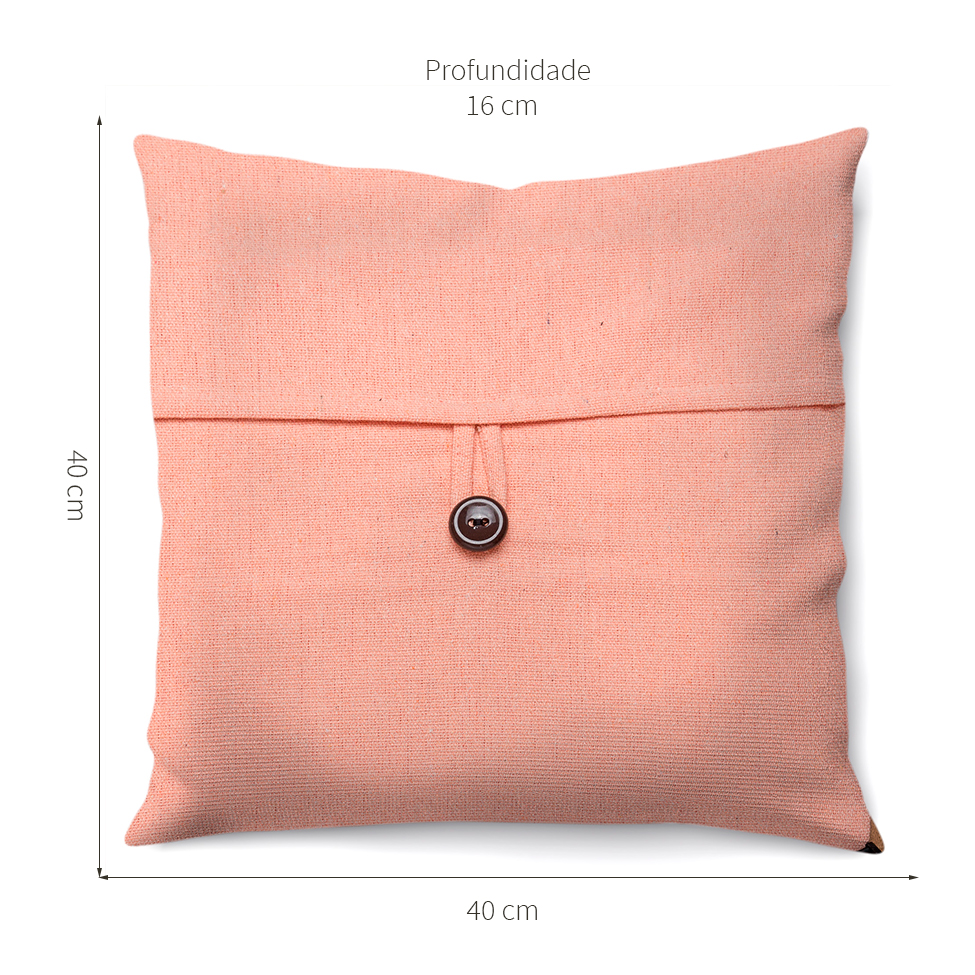 Almofada Solid Botão 40x40 Salmão