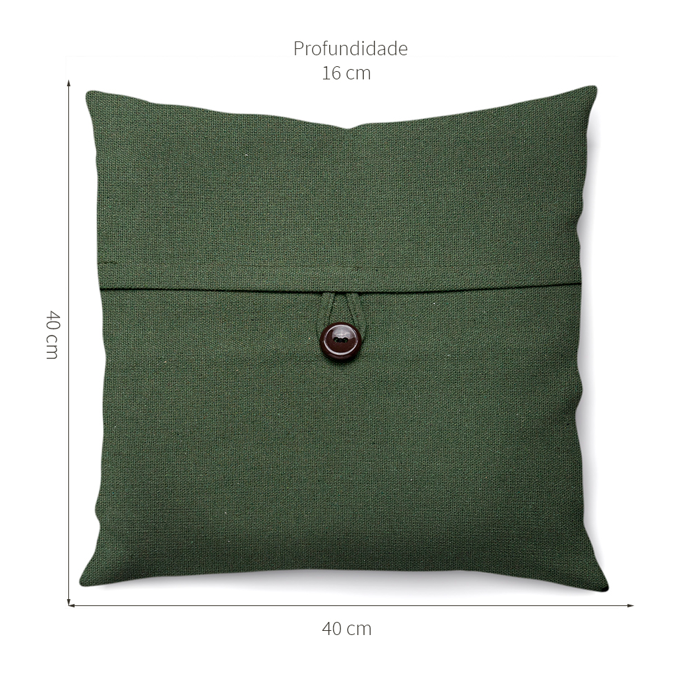 Almofada Solid Botão 40x40 Verde Oliva