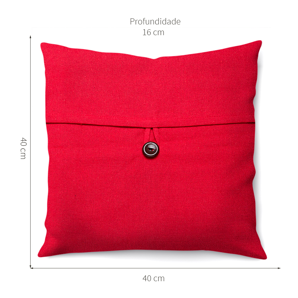 Almofada Solid Botão 40x40 Vermelha