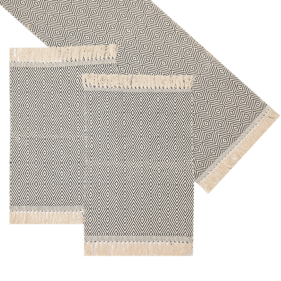 Caminho de Mesa Retangular 47x140 cm Diamante Cinza