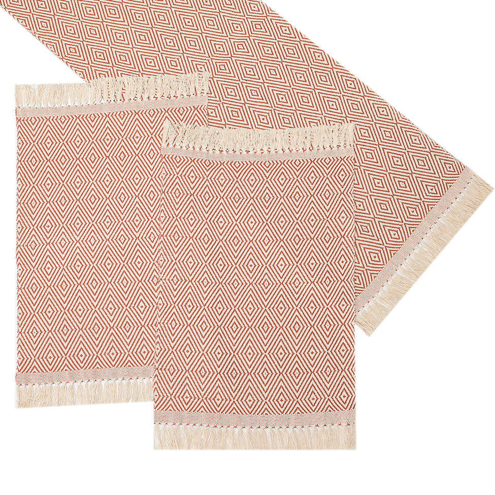 Caminho de Mesa Retangular 47x140 cm Diamante Ocre