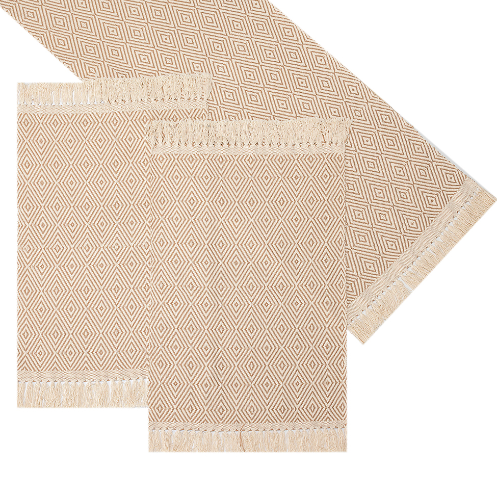 Caminho de Mesa Retangular 47x140 cm Diamante Ráfia
