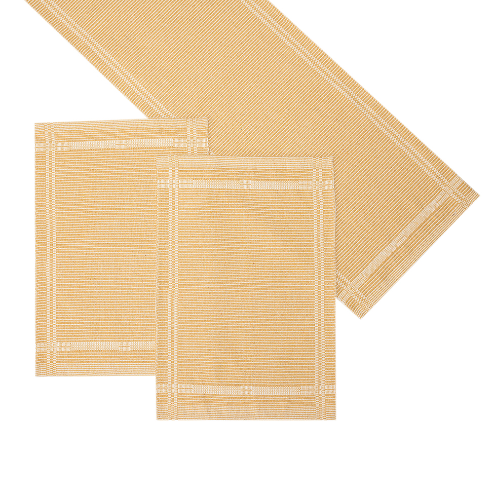 Caminho de Mesa Retangular 47x140 cm Rib I Ocre
