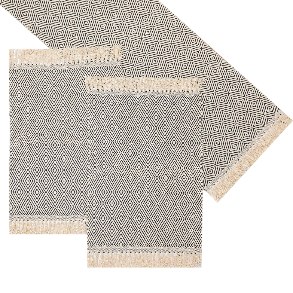 Caminho de Mesa Retangular 47x70 cm Diamante Cinza