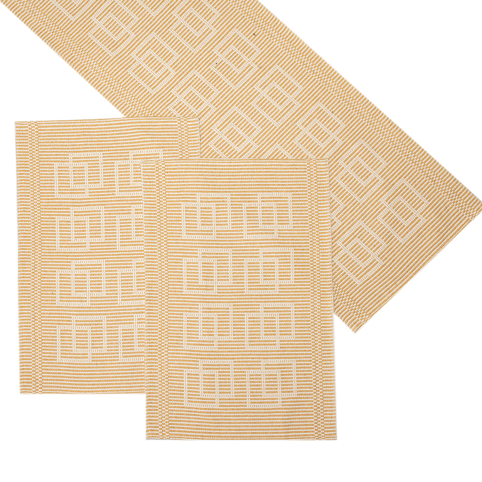 Caminho de Mesa Retangular 47x70 cm Rib II Mostarda