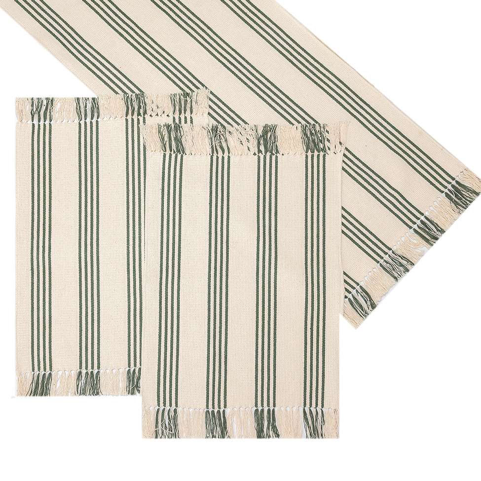 Caminho de Mesa Retangular 50x140 cm Listrado Verde