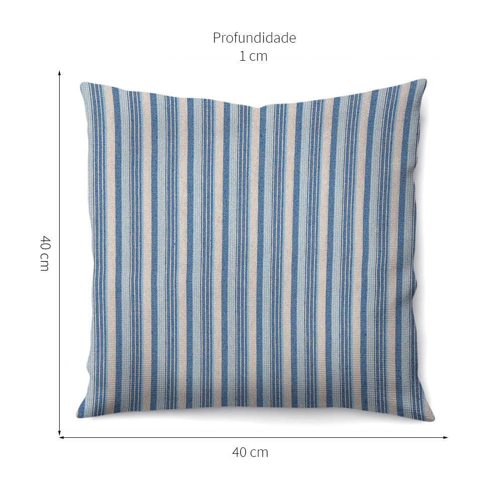 Capa de Almofada com Zíper Arco-Íris Algodão Azul 40x40 cm