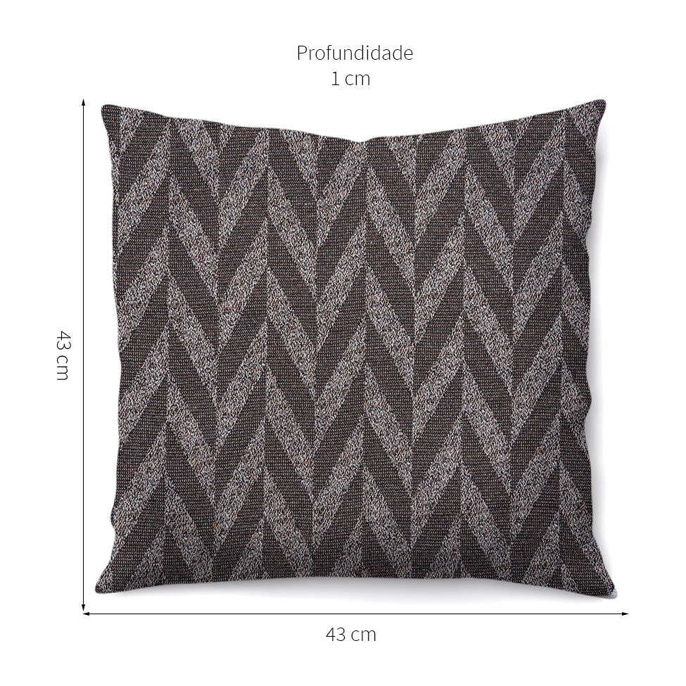 Capa de Almofada com Zíper Casa Blanca I Algodão Cinza e Marrom 43x43 cm