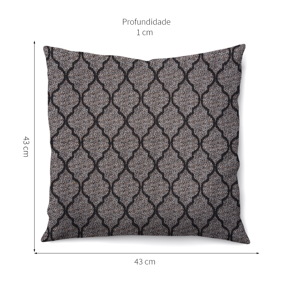 Capa de Almofada com Zíper Casa Blanca II Algodão Cinza e Marrom 43x43 cm