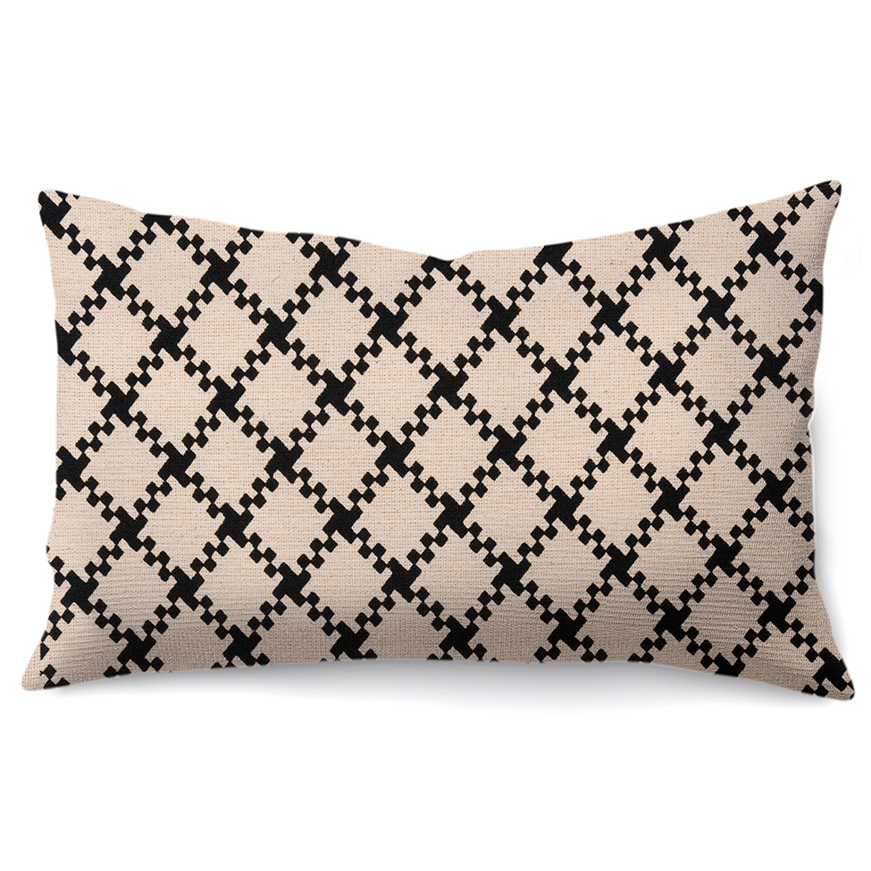 Capa de Almofada com Zíper Neutro Algodão Bege e Preta 45x30 cm