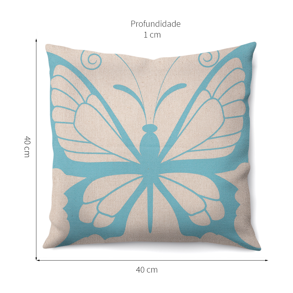 Capa de Almofada com Zíper Neutro I Algodão Off White e Azul 40x40 cm