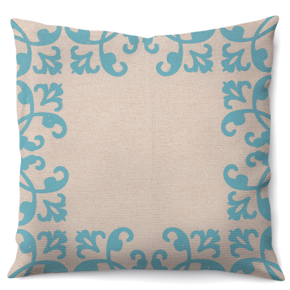 Capa de Almofada com Zíper Neutro II Algodão Off White e Azul 40x40 cm