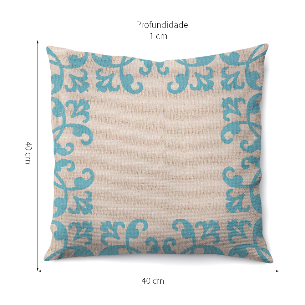 Capa de Almofada com Zíper Neutro II Algodão Off White e Azul 40x40 cm