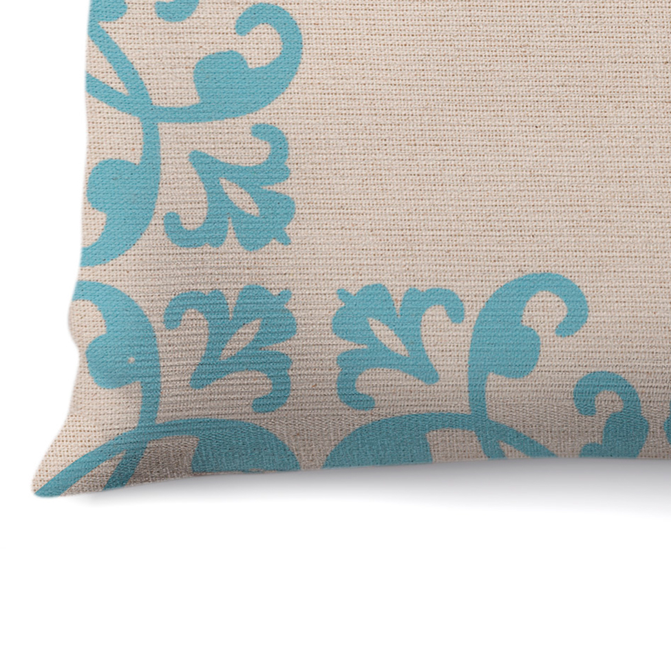 Capa de Almofada com Zíper Neutro II Algodão Off White e Azul 40x40 cm