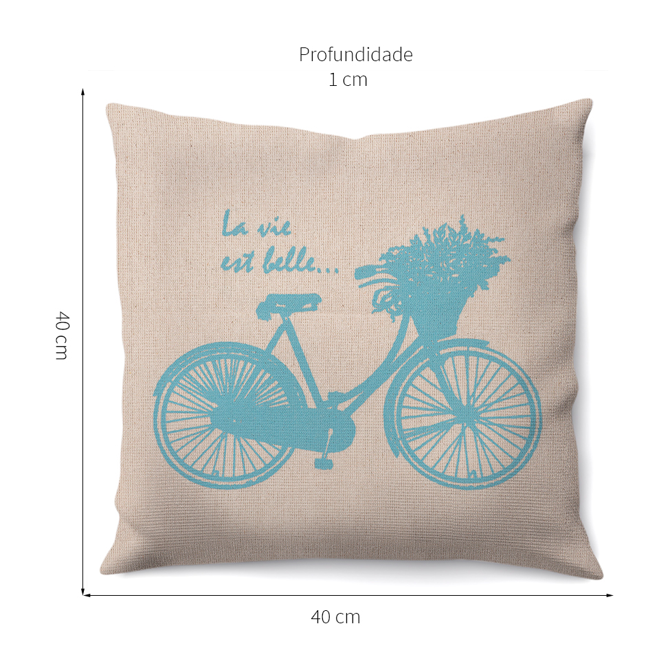 Capa de Almofada com Zíper Neutro III Algodão Off White e Azul 40x40 cm