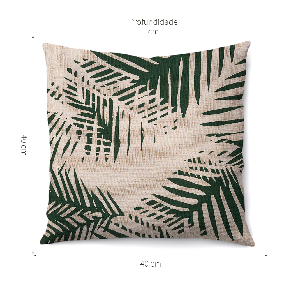 Capa de Almofada com Zíper Neutro IV Algodão Bege e Verde 40x40 cm