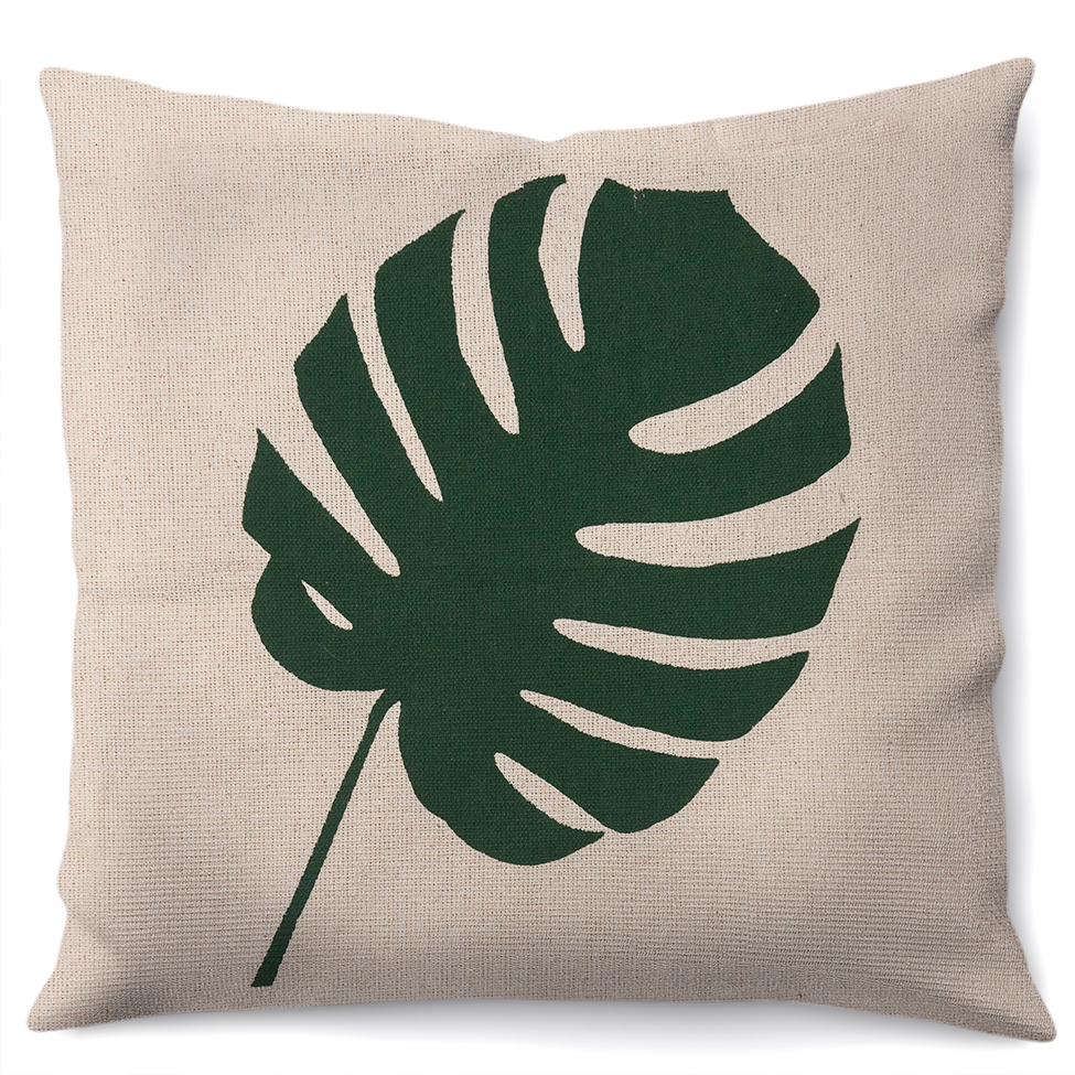 Capa de Almofada com Zíper Neutro V Algodão Bege e Verde 40x40 cm