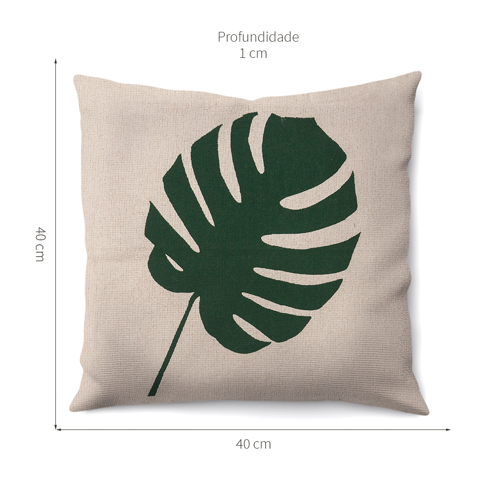 Capa de Almofada com Zíper Neutro V Algodão Bege e Verde 40x40 cm