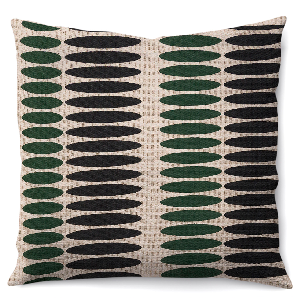 Capa de Almofada com Zíper Neutro VI Algodão Bege e Verde 40x40 cm