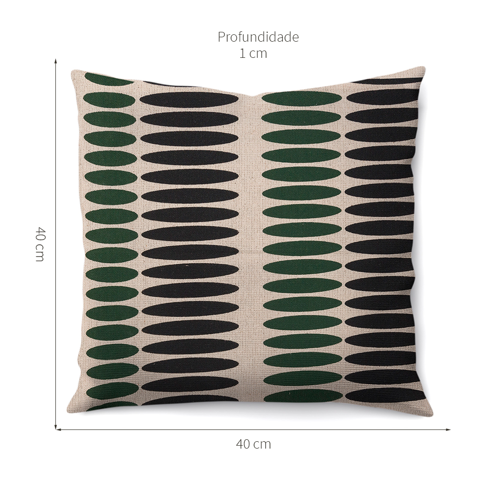 Capa de Almofada com Zíper Neutro VI Algodão Bege e Verde 40x40 cm