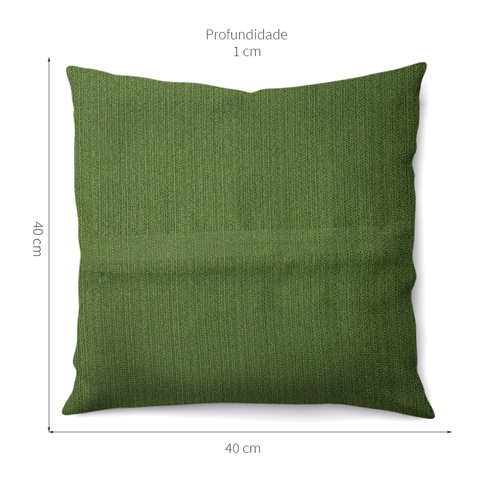 Capa de Almofada com Zíper Rústica Algodão Verde 40x40 cm