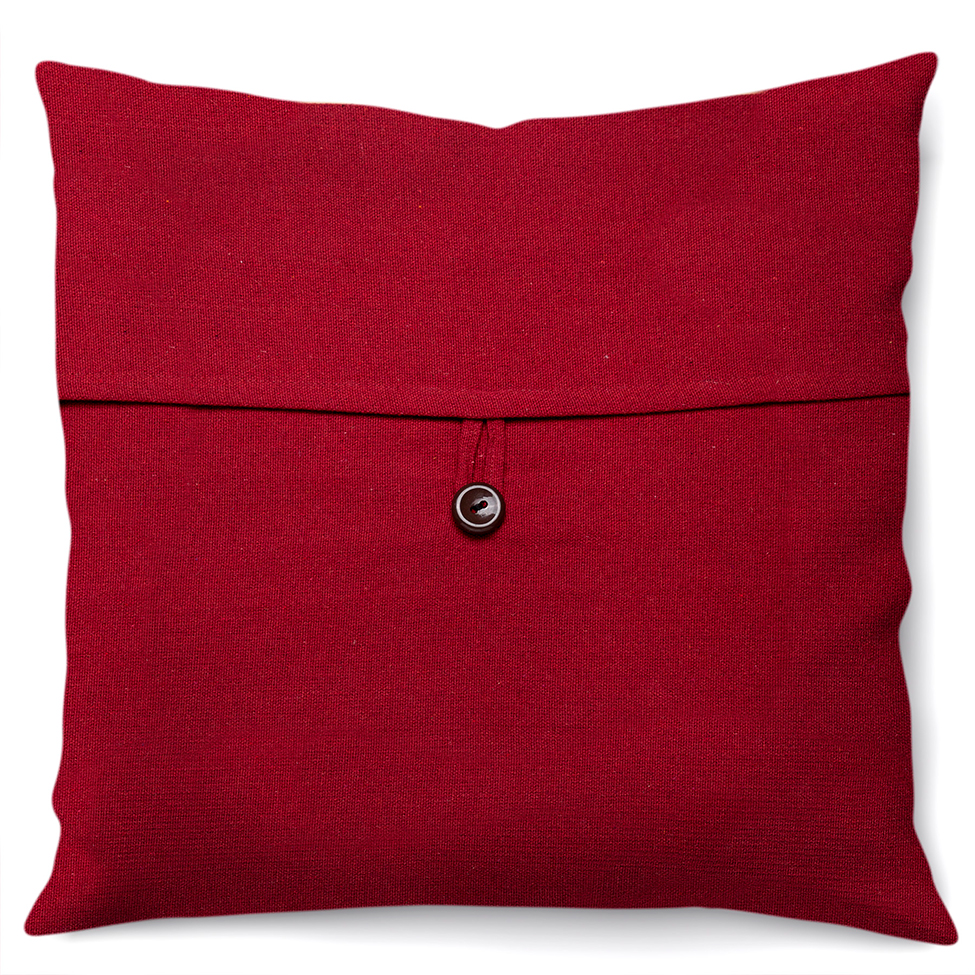 Capa de Almofada com Zíper Solid Botão Algodão Bordô 40x40 cm