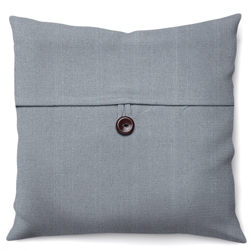 Capa de Almofada com Zíper Solid Botão Algodão Cinza 40x40 cm
