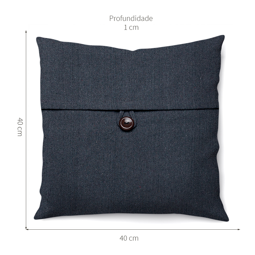 Capa de Almofada com Zíper Solid Botão Algodão Concreto 40x40 cm