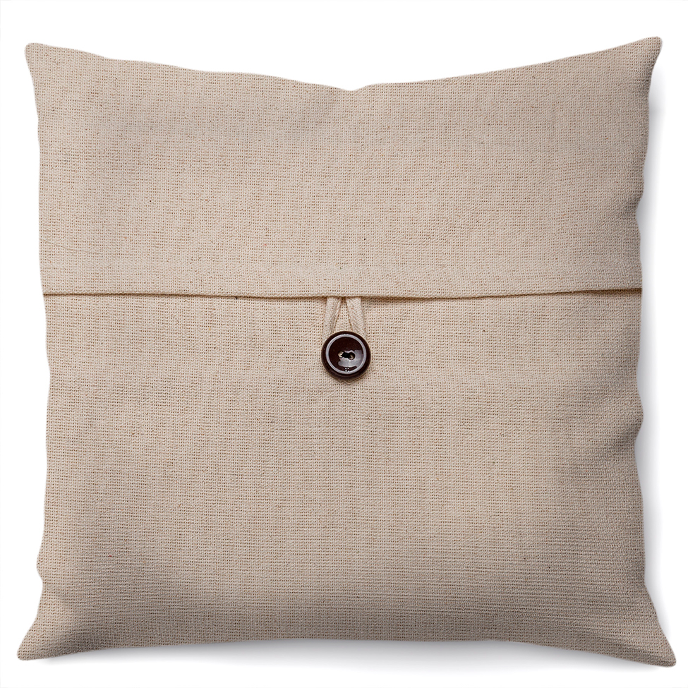 Capa de Almofada com Zíper Solid Botão Algodão Natural 40x40 cm