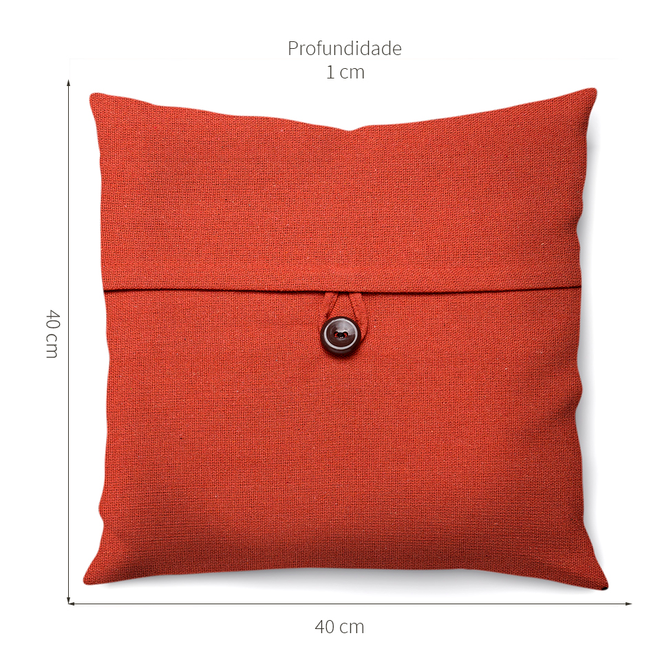 Capa de Almofada com Zíper Solid Botão Algodão Ocre 40x40 cm