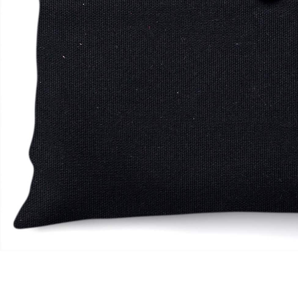 Capa de Almofada com Zíper Solid Botão Algodão Preta 40x40 cm