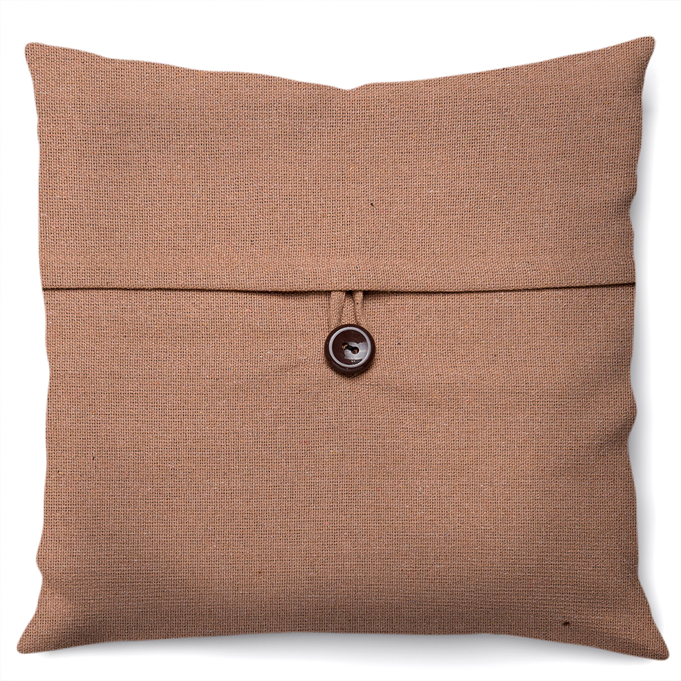 Capa de Almofada com Zíper Solid Botão Algodão Ráfia 40x40 cm