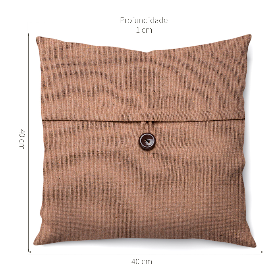 Capa de Almofada com Zíper Solid Botão Algodão Ráfia 40x40 cm