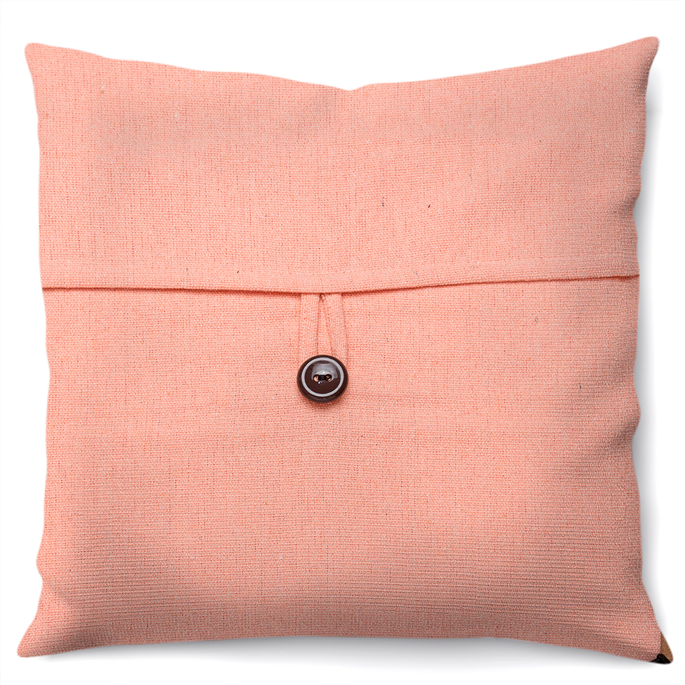 Capa de Almofada com Zíper Solid Botão Algodão Salmão 40x40 cm