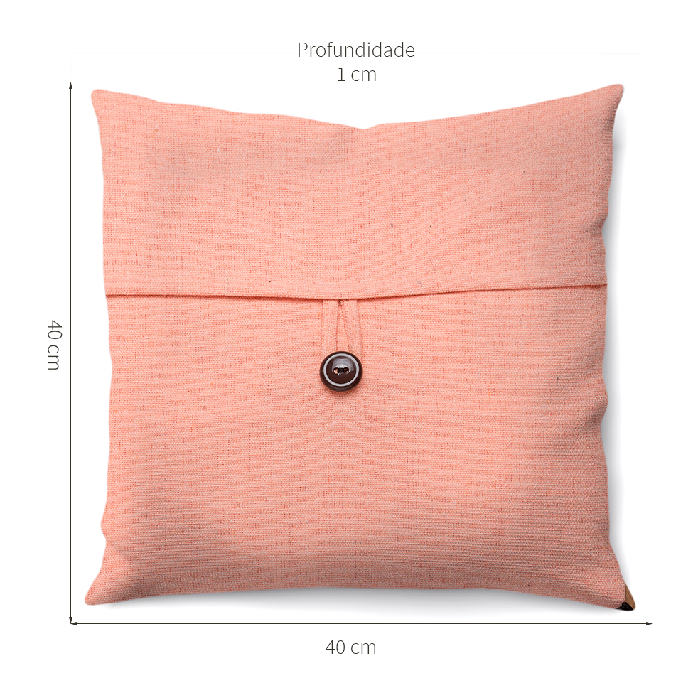 Capa de Almofada com Zíper Solid Botão Algodão Salmão 40x40 cm