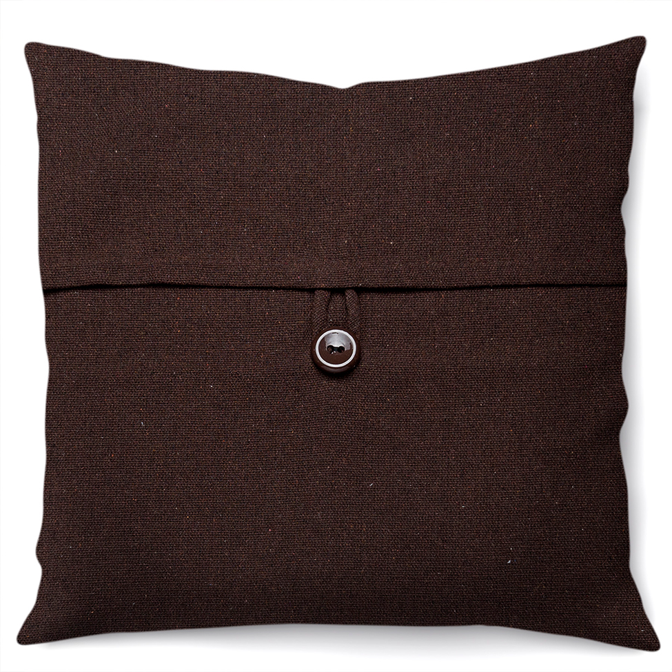 Capa de Almofada com Zíper Solid Botão Algodão Tabaco 40x40 cm