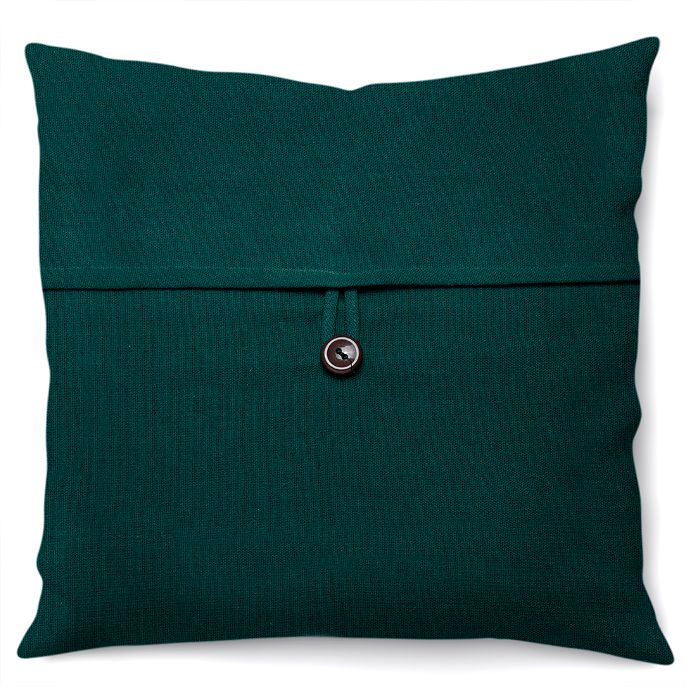 Capa de Almofada com Zíper Solid Botão Algodão Verde Escuro 40x40 cm