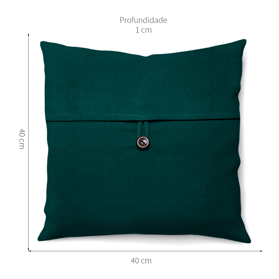 Capa de Almofada com Zíper Solid Botão Algodão Verde Escuro 40x40 cm
