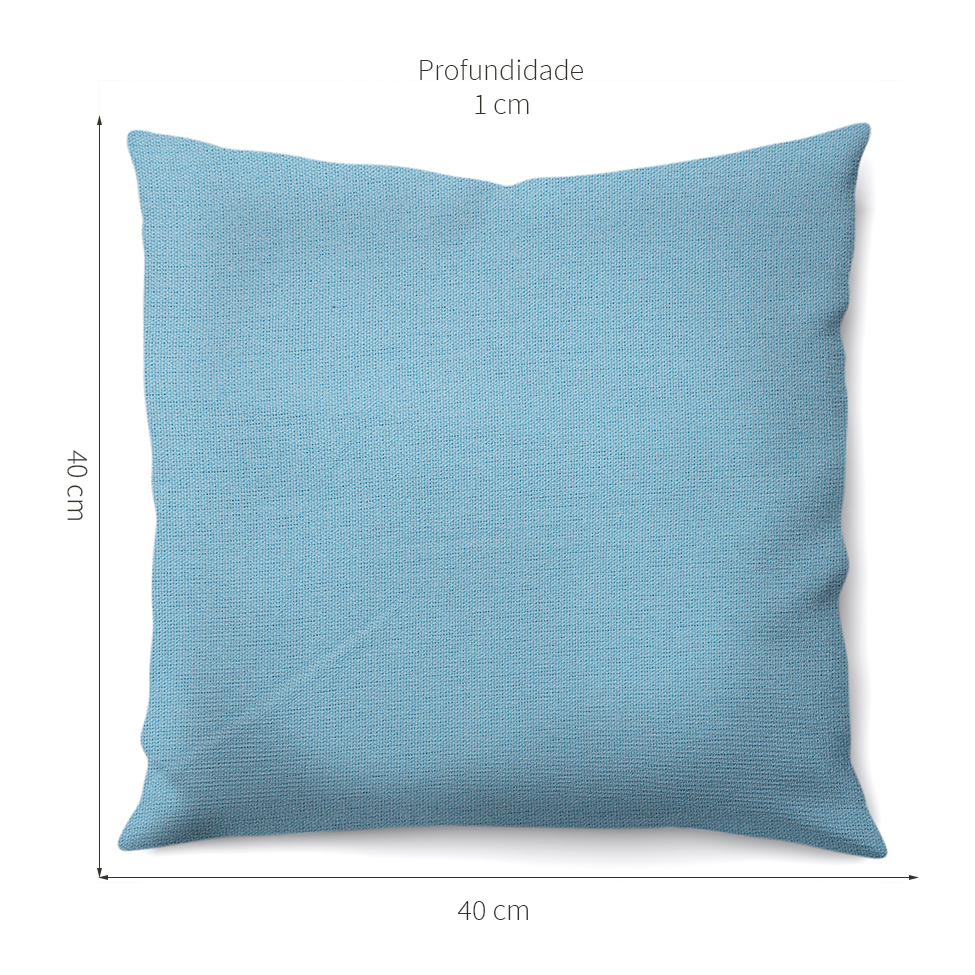 Capa de Almofada com Zíper Solid Envelope Algodão Azul Claro 40x40 cm