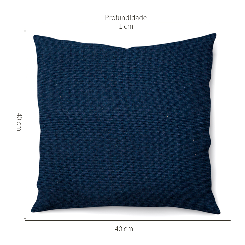 Capa de Almofada com Zíper Solid Envelope Algodão Azul Marinho 40x40 cm