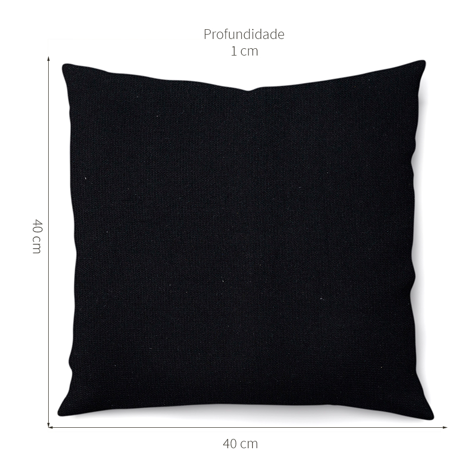 Capa de Almofada com Zíper Solid Envelope Algodão Preta 40x40 cm