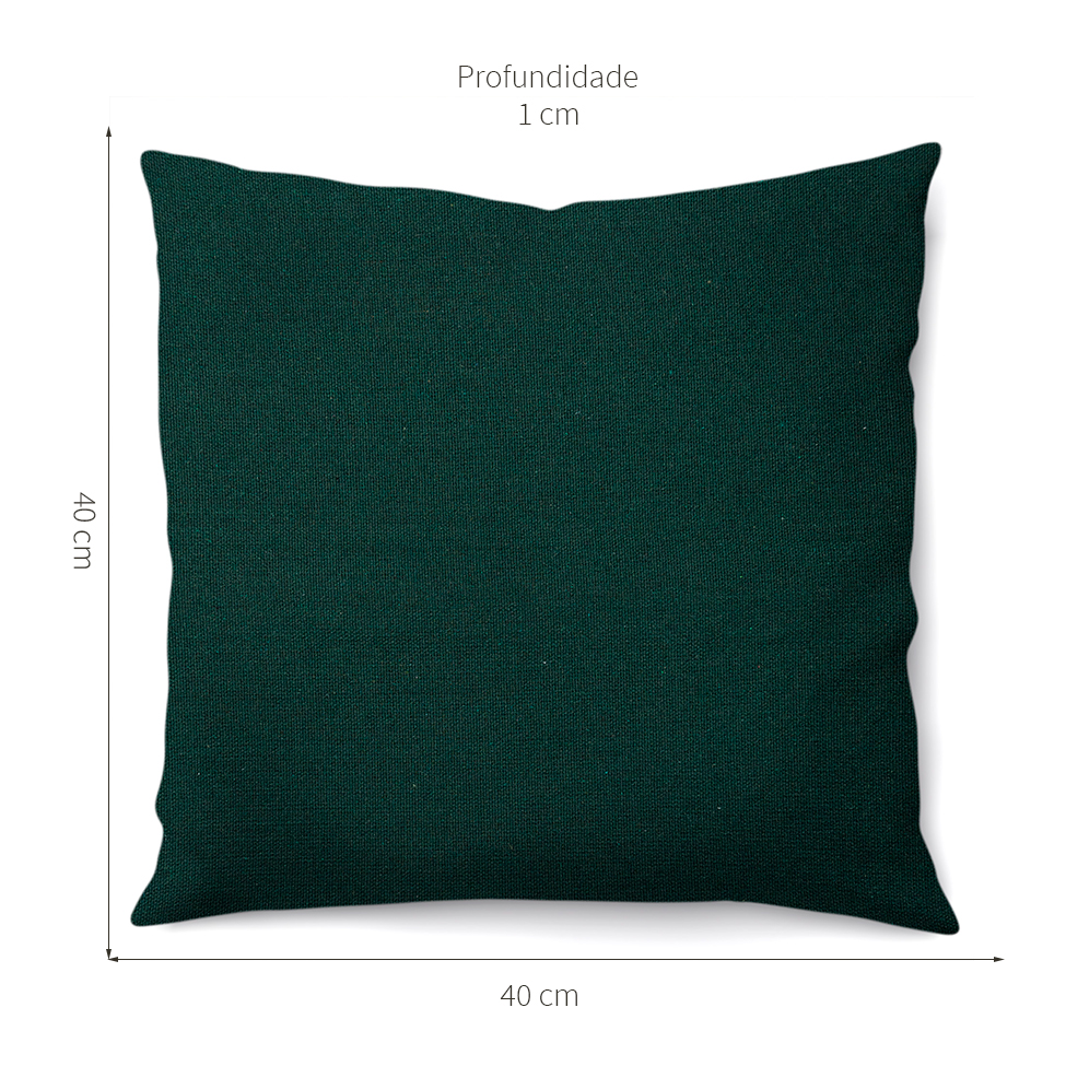 Capa de Almofada com Zíper Solid Envelope Algodão Verde Escuro 40x40 cm