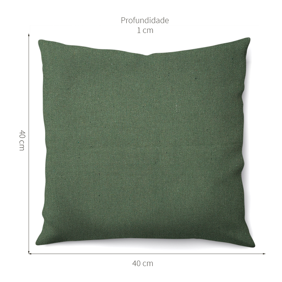 Capa de Almofada com Zíper Solid Envelope Algodão Verde Oliva 40x40 cm