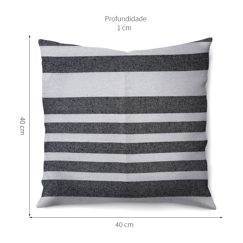 Capa de Almofada com Zíper Turquia Algodão Branca e Preta 40x40 cm
