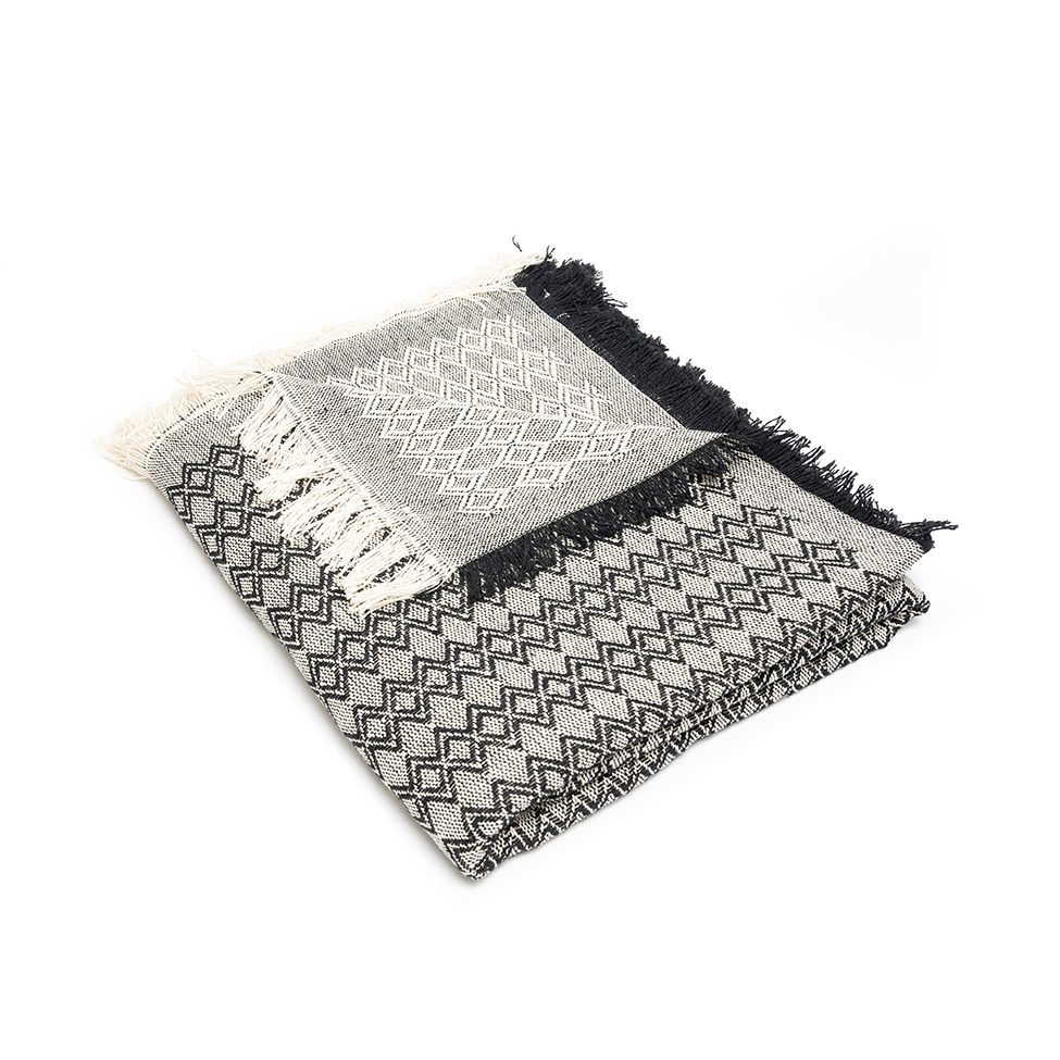 Manta Diamond Cinza e Preta 140x150 cm