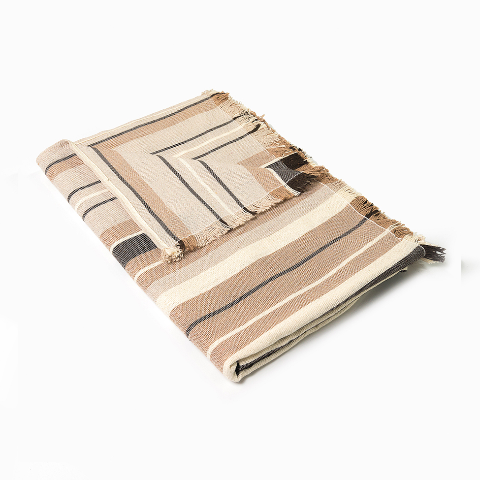 Manta Ouro Preta Creme 140x140 cm