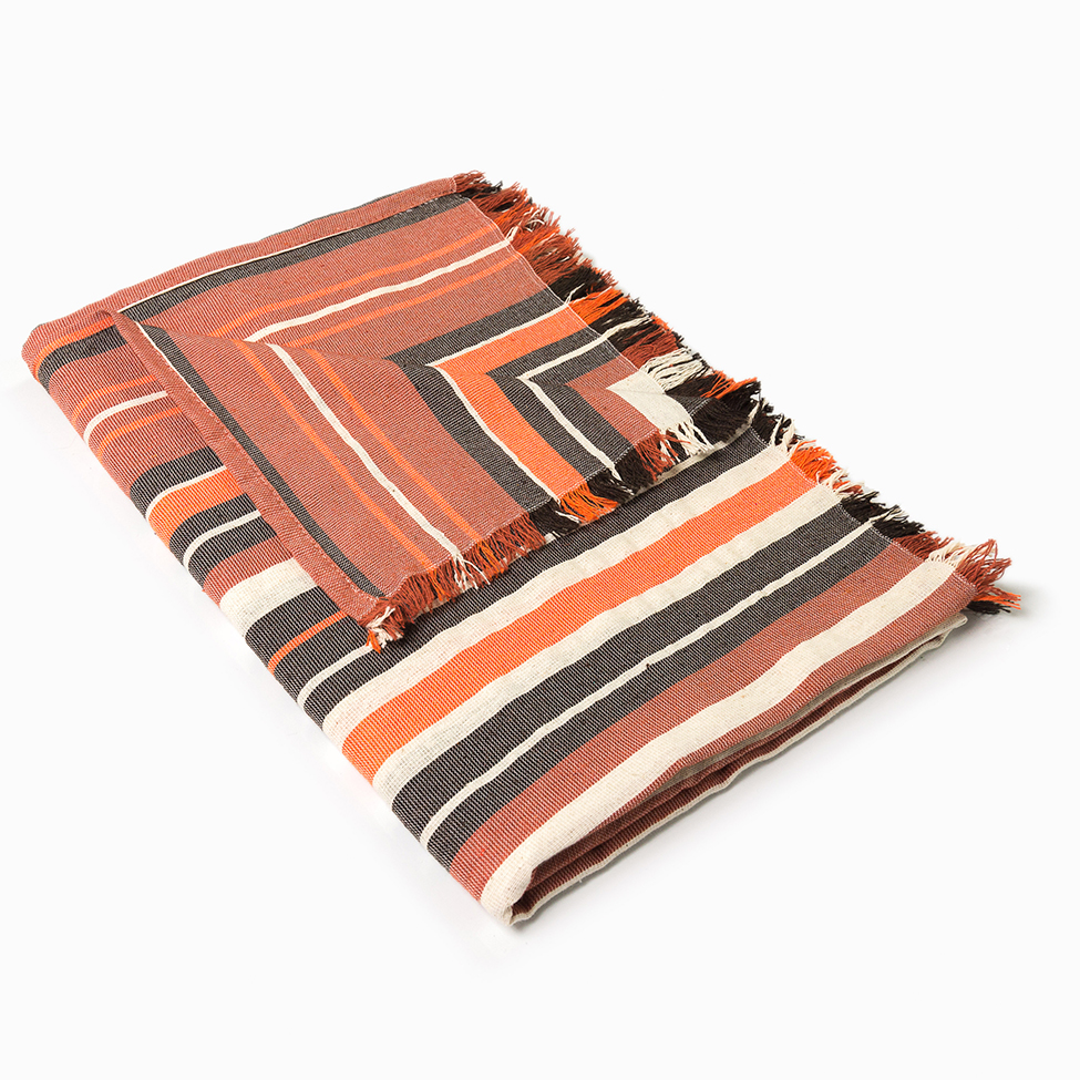 Manta Ouro Preta Laranja 140x140 cm